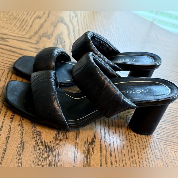 Women’s VIONIC Emaline black leather slide heeled sandals- Size 6 - Picture 5 of 9